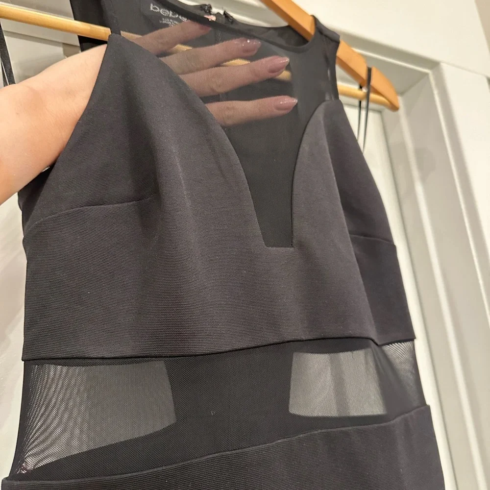 Bebe Sheer Panel Stretch Mini Dress - Picture 3 of 6